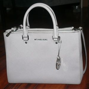 MICHAEL KORS MK Sutton gray large leather satchel